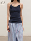 BASERANGE 25 Spring/Summer France Organic Cotton Contrast Color Vest Suspender Top BAS-TOSU-RC-SP25-AMPERA BLUE